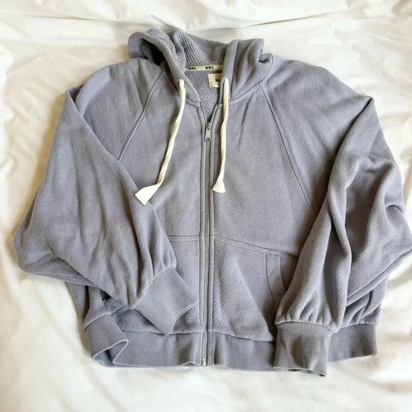 Madewell MWL AiryTerry Cocoon Hoodie Sweatshirt Zip Up Shorts Set Purple XS - Picture 3 of 14